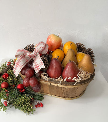 canasta navideña con frutas